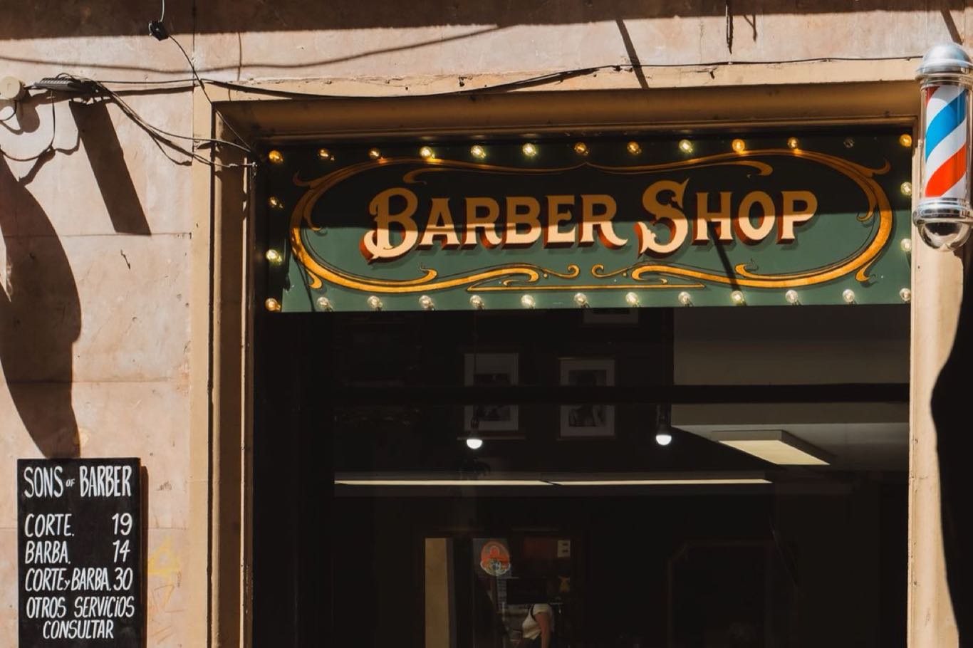 A traditional barbershop shopfront